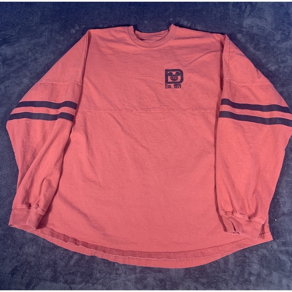 Disney Parks Spirit Jersey Pullover Walt Disney World Spellout Logo Stripes XL